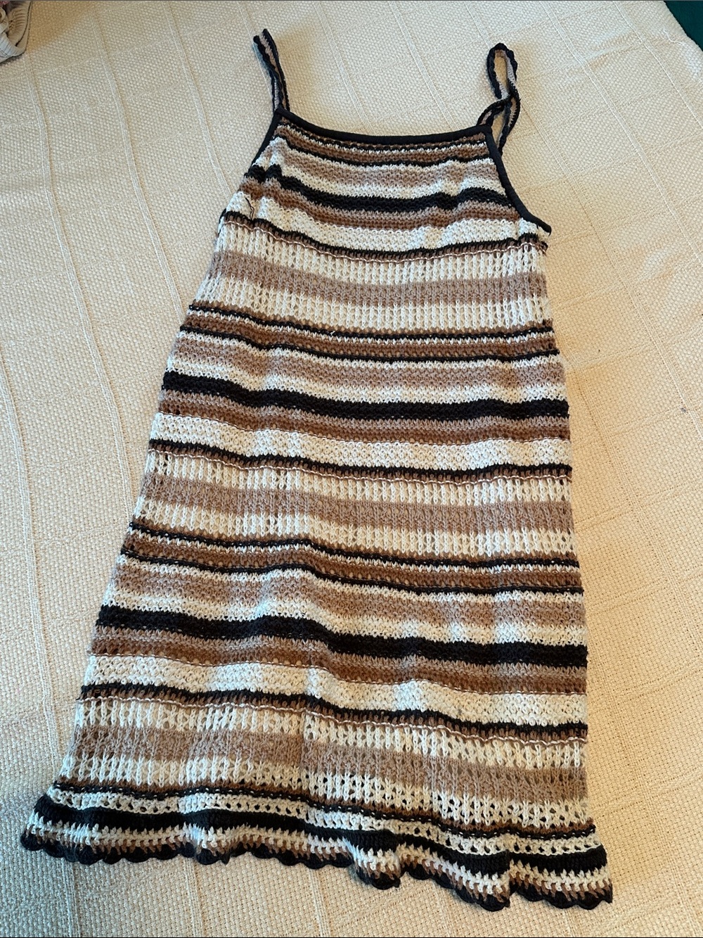 American Eagle Outfitters Striped Knit Slip Dress - Black, Cream, Tan